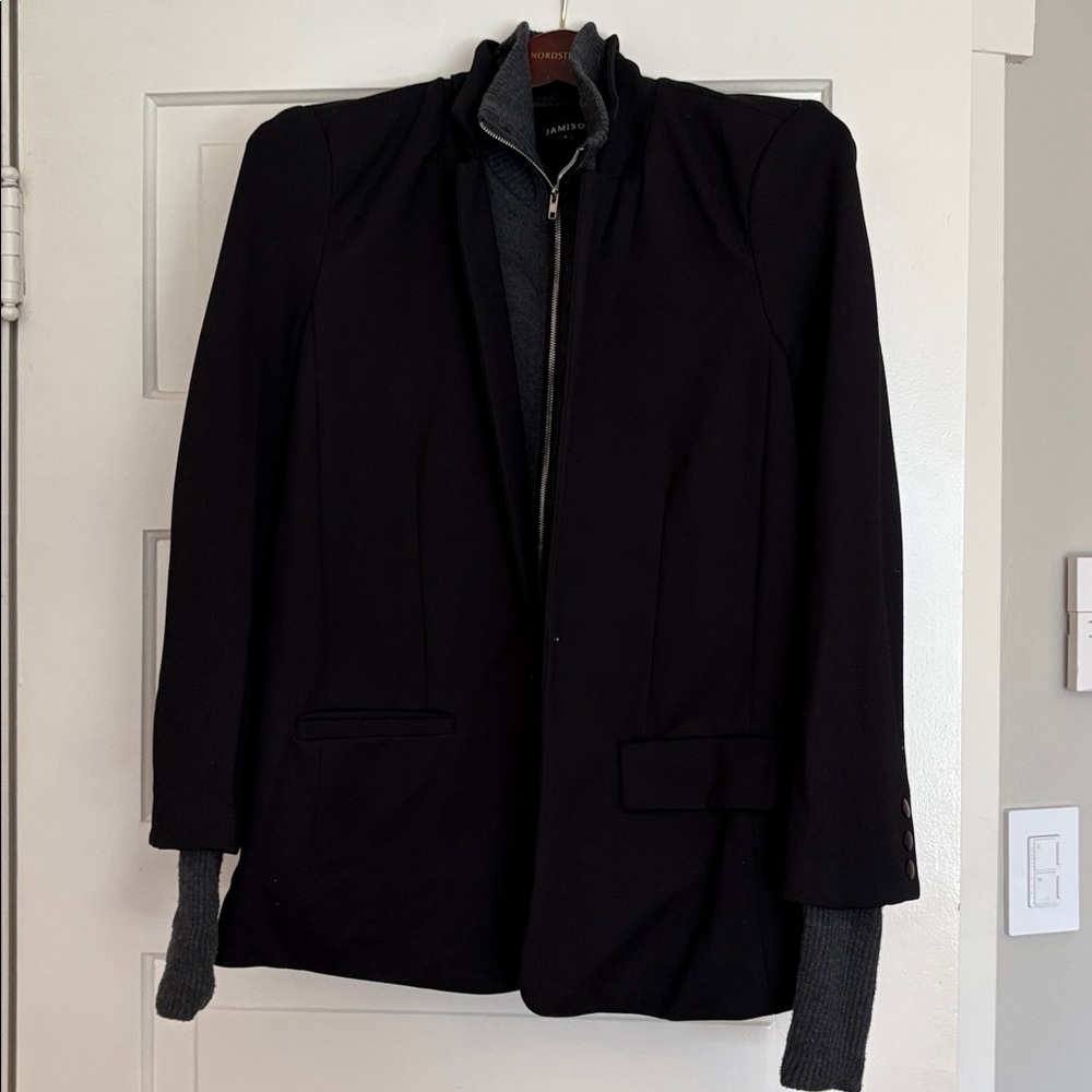 Black Stretch Single Breasted Dickey Jacket